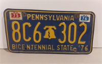 Pennsylvania License Plate 1976 Bicentennial