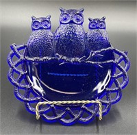 Westmorland Cobalt Owl Open Lace Plate