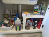 cleaning supplies under cabinet