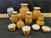 Woven vases and cups
