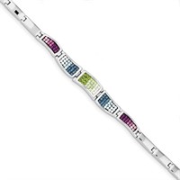 Silver- Multicolor Austrian Crystal Bracelet