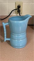 10" sky, blue pottery pitcher