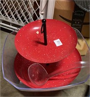 Metal Two-Tier Cookie Tray & Plastic Punch Bowl
