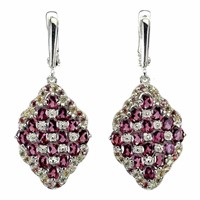 Natural Rhodolite Garnet Sapphire Earrings