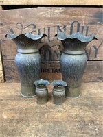 WW1 Trench Art Vases 2 x Small 2 x Large