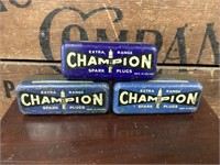 3 x Champion Spark Plug Tins