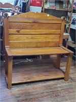 Repurposed Oak Bed Bench-41t x 39w x 16d