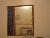 Framed silk kimono mirror