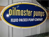 Oil Master Pumps fluid packed Pump Company sign.