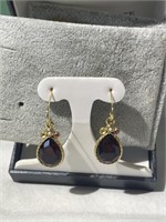 Red Ruby Drop Earrings - 925