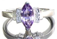 Marquise 1.10 ct Natural Amethyst & Diamond Ring