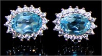 Oval 2.00 ct Blue Topaz Stud Earrings