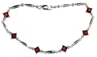 Genuine 3.50 ct Garnet & Diamond Accent Bracelet