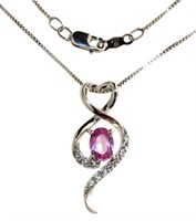 Beautiful Pink Sapphire Heart Necklace