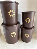 Tupperware brown canister set