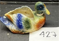 Mid Century Porcelain Mallard Duck Planter