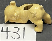 Vintage Yellow Dog or Pig Planter With A Bee