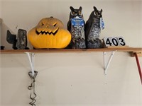 2 ~ 16" Owl Statues ~ Pumpkin Halloween Decoration
