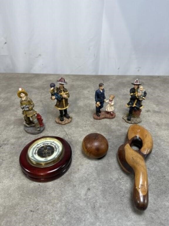 Fire Fighter Figures, Wood Decor and Meter