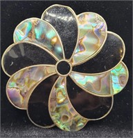 Sterling .925 & Abalone Flower Brooch/Pendant