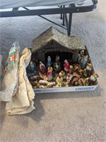 Vintage manger scenes with Italian characters