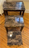 Marble top nesting tables 25,19,13in OFFSITE PU