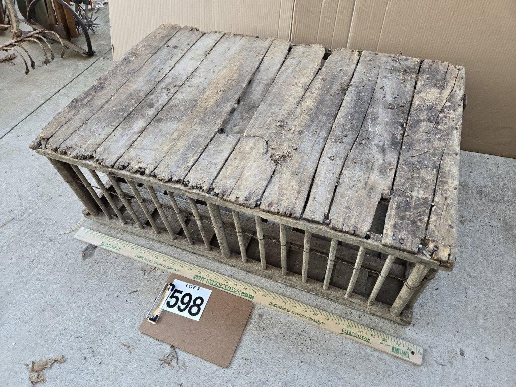WOOD CHICKEN CRATE - ROUGH COND