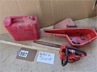 HOMELITE CHAIN SAW 14" & GAS CAN W/ NO LID