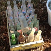 Vintage Pepsi bottles & crate