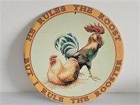 COOL VTG ROOSTER RULES METAL SIGN-LIKE NEW