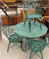 Antique Cast Metal Patio Set (Table & 4 Chairs)
