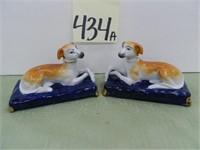 Pair of Staffordshire Whippet Dog Figurines