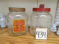 (2) Vintage Glass Coffee Jars