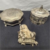 Silver Jewelry Boxes & Cats Playing Piano