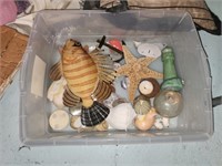 Box lot of misc beach and shell decor