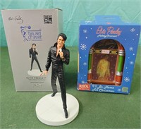 Elvis Presley figure and musical jukebox ornament