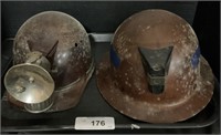 Pair of Early Miner Helmets, Hard Hats.