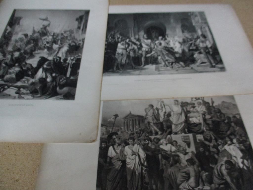 Vintage  Old  engraving Prints 3  pieces