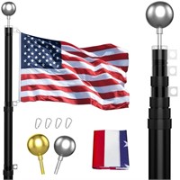$107  Panta 30FT Telescopic Flag Poles Black