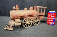 Antique Wood & Metal Toy Train Locomotive