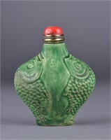 19th Century Chinese Green Glazed Snuff Bottle