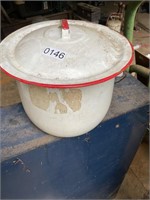 White enamel pot with lid