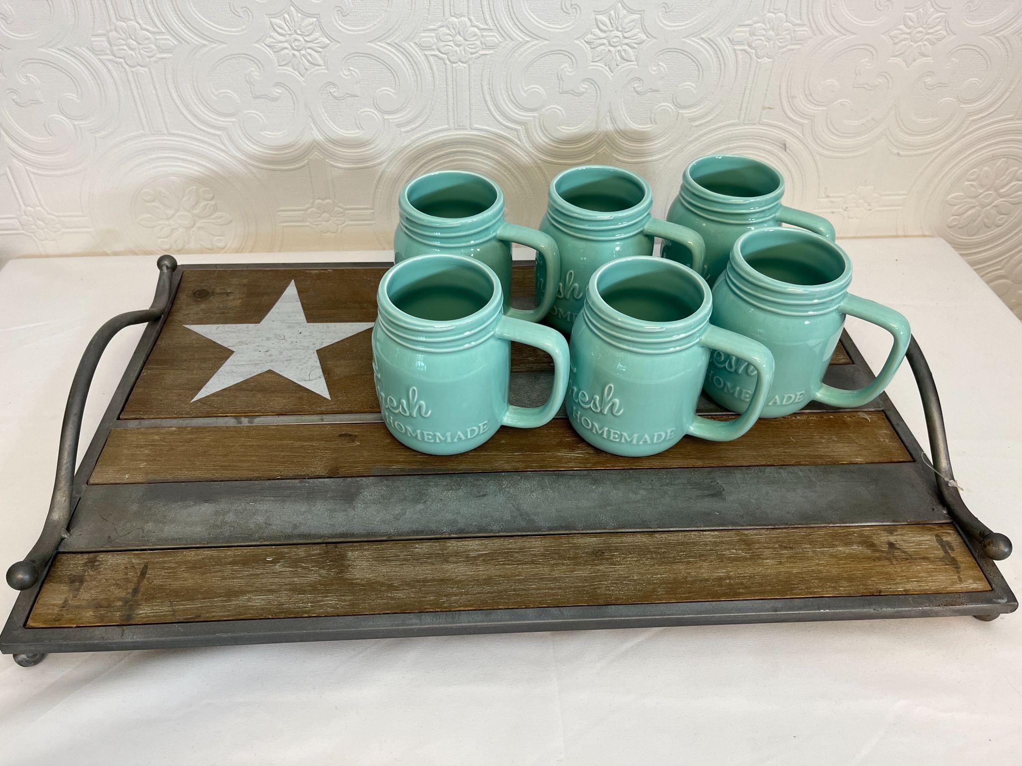Set with Serving Tray and 6 Mugs