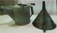 Galvanized watering can & funnel