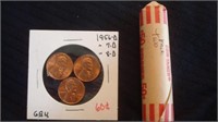 Roll #2 of Wheat Pennies and 1956, 7, 8 Pennies