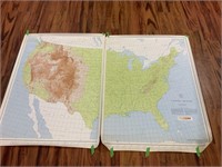 Vintage 2pcs large US Map Print