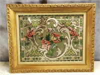 Old Needlepoint Floral Heavy Raised Threads