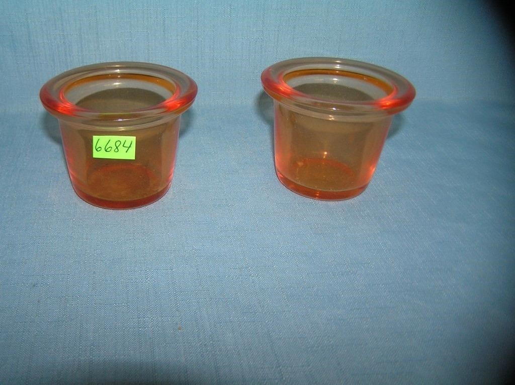 Pair of colored art glass bowls