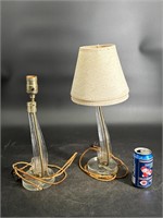 ART DECO PAIR OF GLASS LAMPS W/SHADES