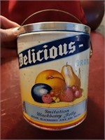 Vintage Delicious Blackberry Jelly Bail Tin Bucket